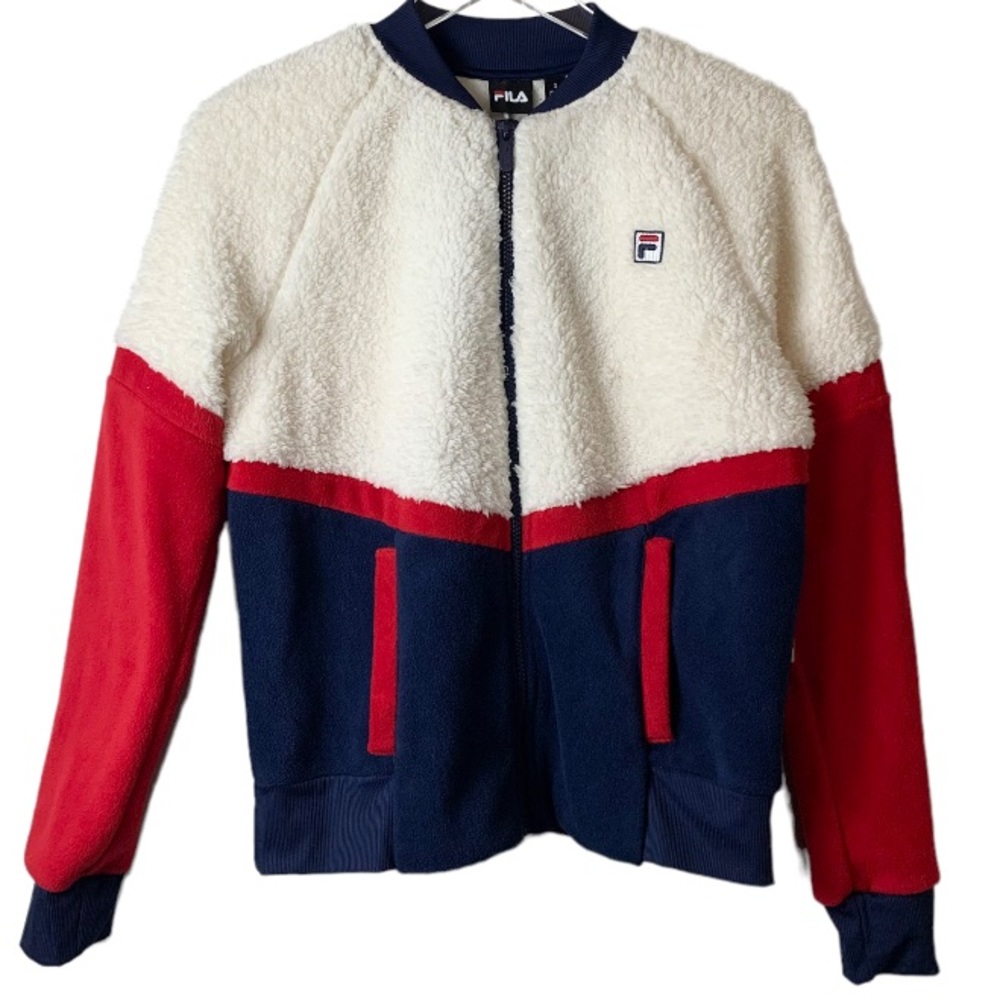 Fila Faux Fur Zip Up Long Sleeve Sweater Jacket NWT